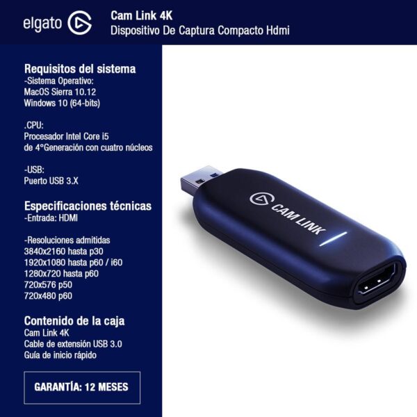 25481_960_2019-04-10_10_27_04 16627 "Elgato Cam Link 4 K - Dispositivo De Captura Compacto Hdmi -10GAM9901 - ELGATO