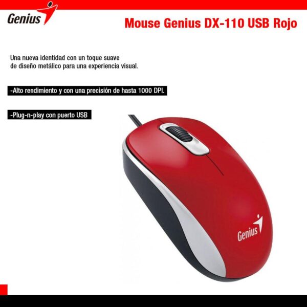 Mouse Genius DX-110 USB Rojo - Genius