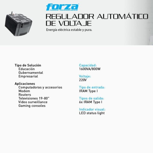 Estabilizador Forza FVR-2202A 2200va/1100w - Forza