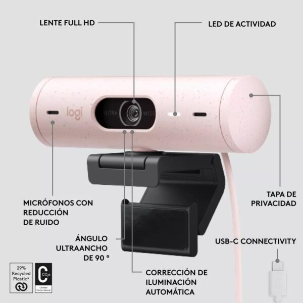 35231_960_2025-01-28_16_09_20 Webcam Full Hd 1080P, Rightlight 4, Logitech Brio 500 Rosado