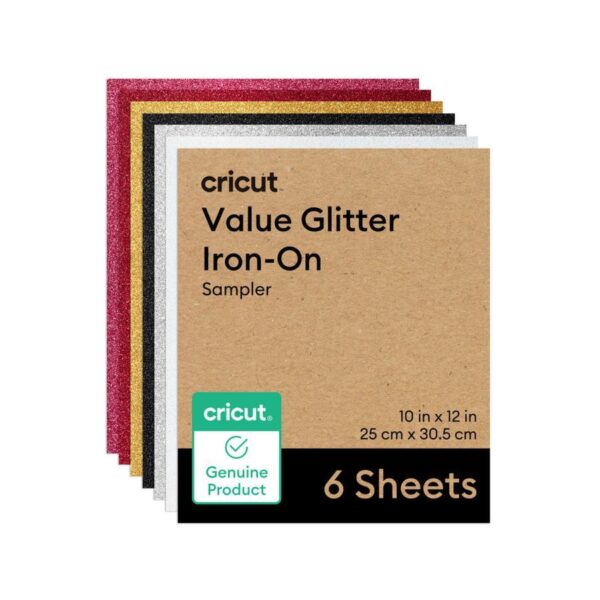37376_960_2026-03-10_17_27_36 Papel Cricut Value Glitter Iron-On Sampler 10 X 12 Pulgadas 6 Hojas Fiesta - Cricut