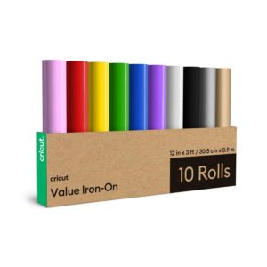 Papel Cricut Value Iron-On Sampler 12 Pulgadas X 3 Pies 10 Rollos Arcoíris - Cricut