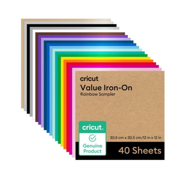 Papel Cricut Value Iron-On Sampler 12X12 Pulgadas 40 Hojas Arcoíris - Cricut