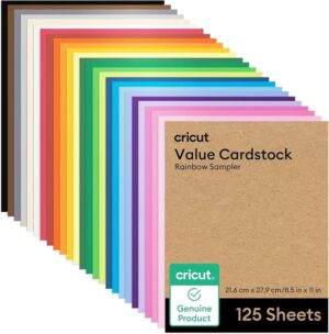 Cartulina De Muestra Cricut Value De 8,5 X 11 Pulgadas, 125 Hojas, Arcoíris
