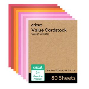 Cartulina De Muestra Cricut Value De 8,5 X 11 Pulgadas, 80 Hojas, Color Atardecer